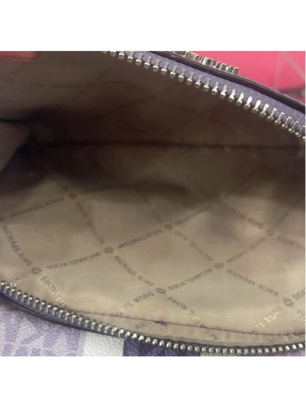 Michael Kors Jaycee Backpack MK Logo Purple & White Orchid Haze Center Stripe - Picture 13 of 15